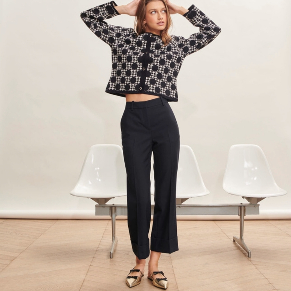 See By Chloe size 40 Pressed Seam Trouser Crop Pant Side Braid detail 32x25